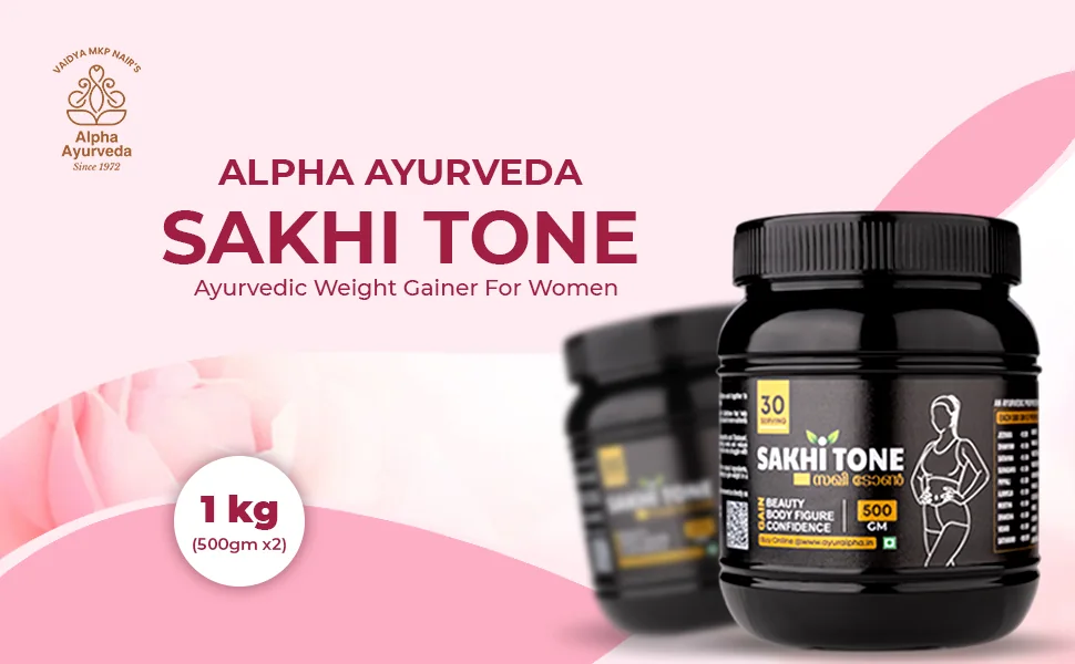 Alpha Ayurveda Sakhi Tone product label and jar packaging